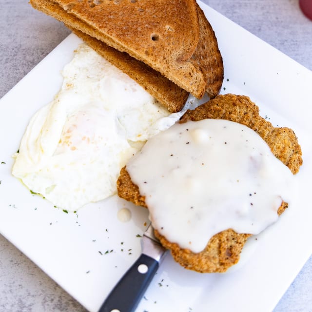 Country Fried Steak & Eggs.