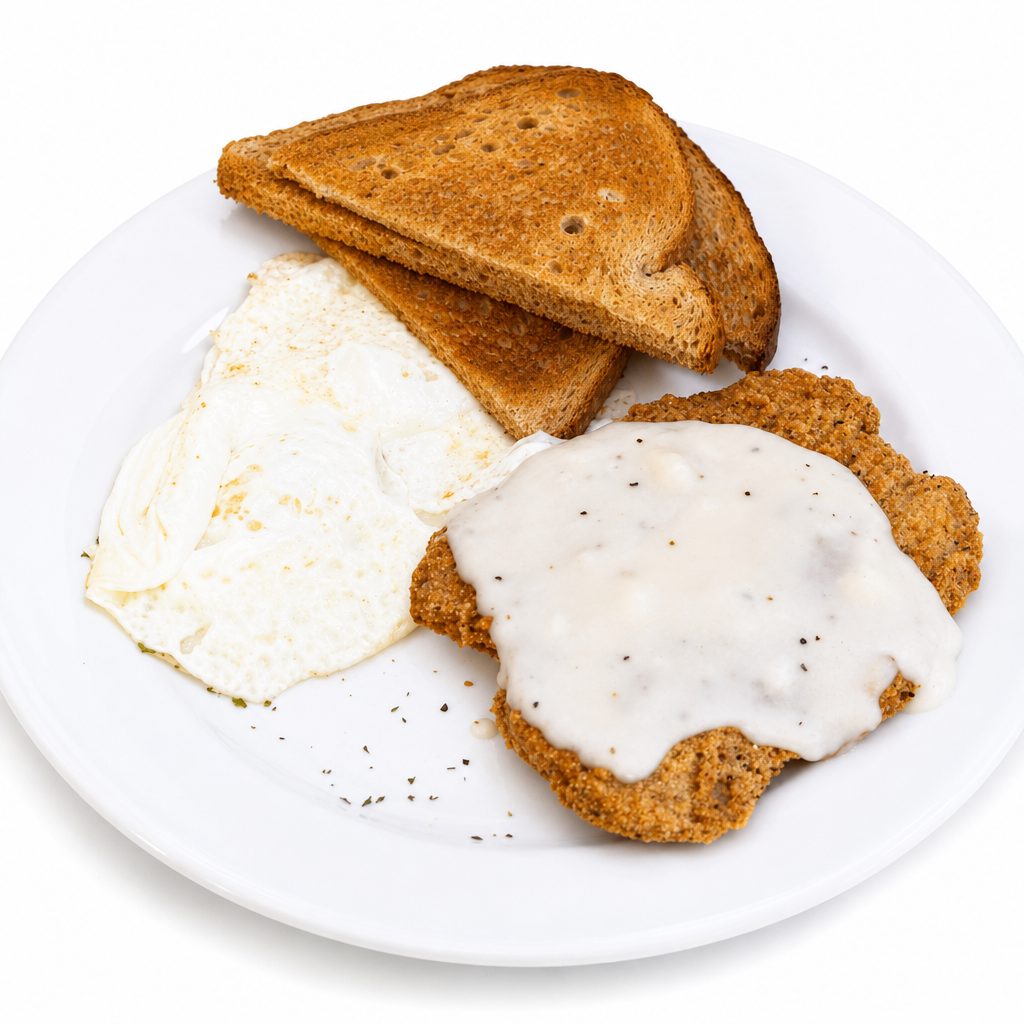 Country Fried Steak & Eggs.