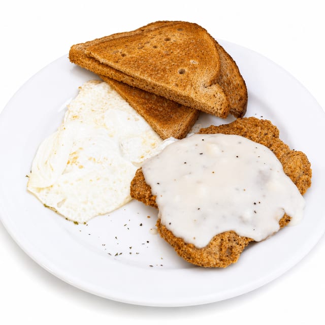 Country Fried Steak & Eggs.