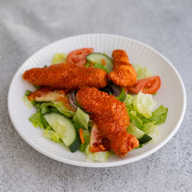 Buffalo-style Chicken Tender Salad.