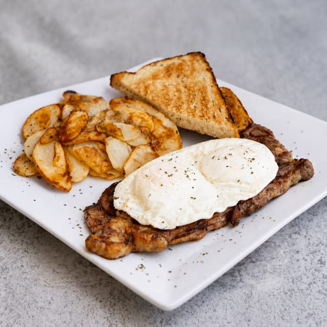 Two Eggs with Strip Steak.