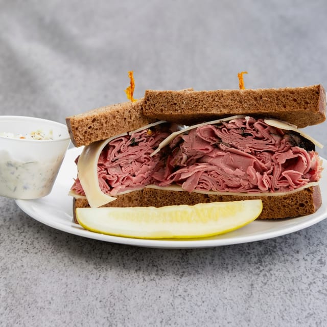 Hot Corned Beef Sandwich.